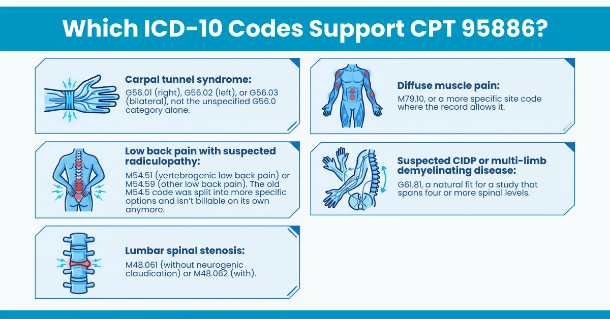 Which ICD-10 Codes Support CPT 95886
